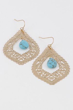 Genie Inspired Tear Drop Stone Hook Earrings 6ICG8